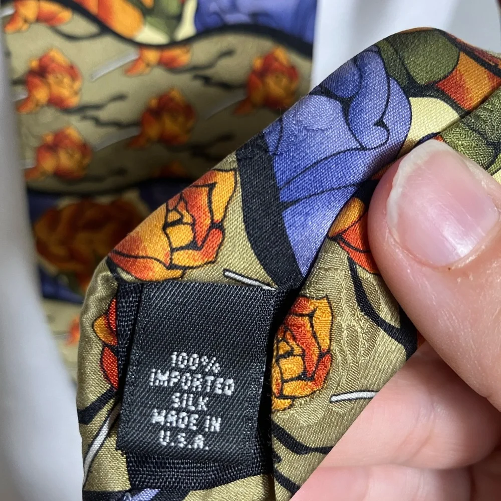 greatful Dead Tie 100% Silk‎ Roses Blue/green/orange Band Necktie